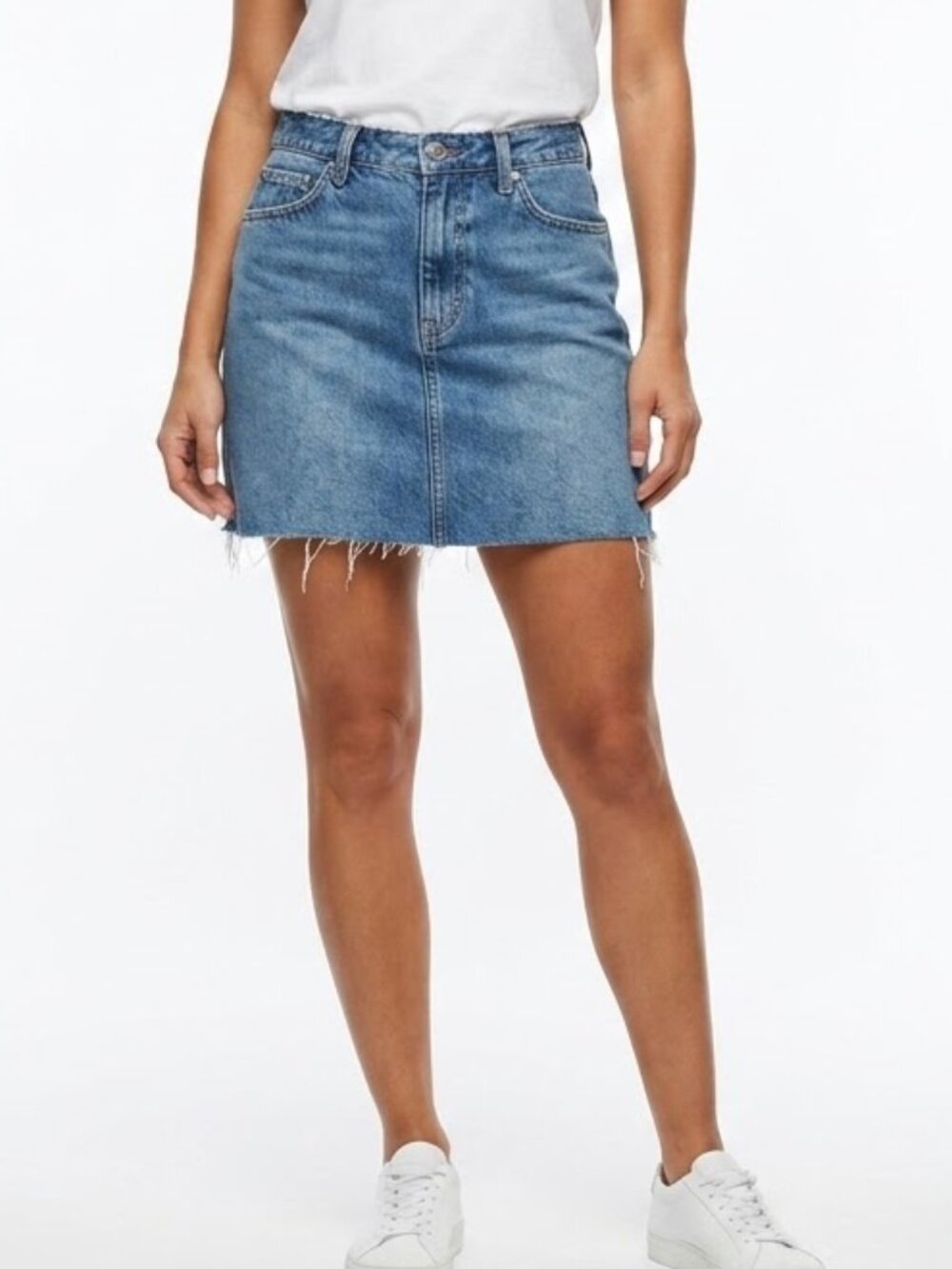 Tommy Hilfiger Vintage Y2K Low Rise Denim Mini Skirt Raw Frayed Hem Size 10